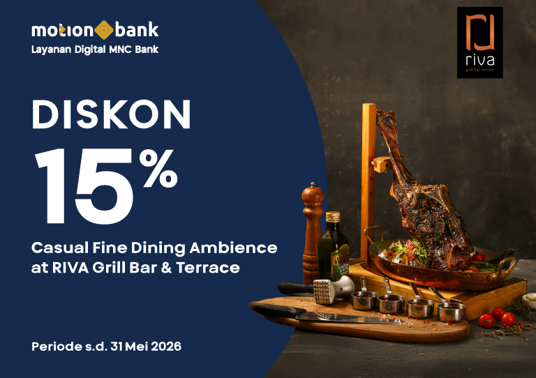 Diskon 15% di RIVA Grill Bar & Terrace